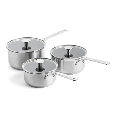 Набір ковшів з кришками 16/18/20 см, 1,5/2,1/3,1 л KitchenAid Stainless Steel Sheet (CC005740-001)