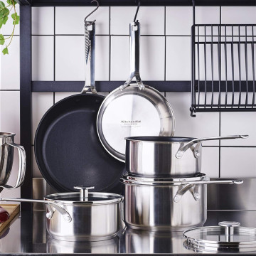 Набір посуду 16/18/20 см, 1,49/2,13/3,11 л, 20+28 см KitchenAid Stainless Steel Sheet (CC004221-001)